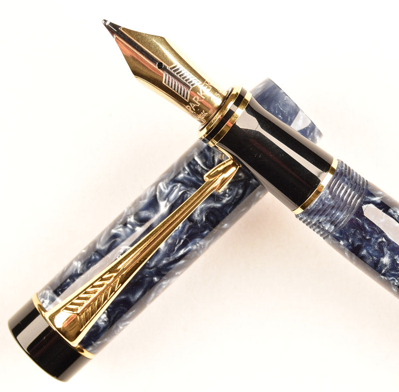 Parker Duofold Centennial in blue marble - Medium nib – Battersea