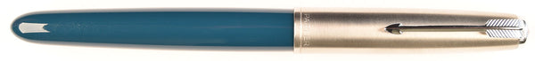 Parker 51 Classic in teal blue, Steel cap - Medium/Broad nib