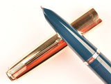 Parker 51 Custom in teal blue, gold cap - Medium nib