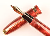Conway Stewart 84 Lever Filler in gold veined rose pearl marble - Broad nib