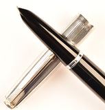 Parker 51 Custom (RS) in black, Rolled Silver cap - Medium nib