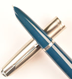 Parker 51 Classic in teal blue, Steel cap - Fine Oblique nib