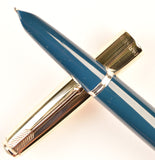 Parker 51 Custom in teal blue, gold cap - Broad nib