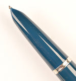 Parker 51 Custom in teal blue, gold cap - Broad nib