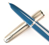 Parker 51 Classic in teal blue, Steel cap - Medium nib