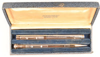 Wahl pen and pencil set in silver/vermeil, boxed - Broad flexible nib