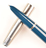 Parker 51 Classic in teal blue, Steel cap - Extra Fine nib