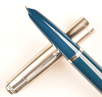 Parker 51 Classic in teal blue, Steel cap - Medium nib