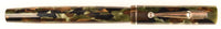 Mabie Todd Swan Lever Filler in silvery grey, gold and black pearl marble - Oblique nib