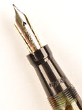 Mabie Todd Swan Lever Filler in silvery grey, gold and black pearl marble - Oblique nib