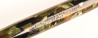 Mabie Todd Swan Lever Filler in silvery grey, gold and black pearl marble - Oblique nib