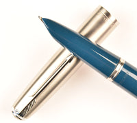 Parker 51 Classic in teal blue, Steel cap - Medium nib