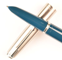 Parker 51 Classic in teal blue, Steel cap - Medium/Broad nib