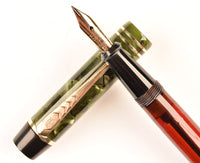 De La Rue Onoto 6233 Semi-Transparent pen in black veined green marble - Medium nib