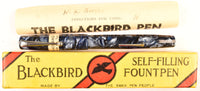 Mabie Todd Blackbird 5242 Lever Filler in light and dark blue pearl marble - Broad nib