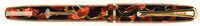 Burnham B48 Lever Filler in silver veined pearl red & black marble - Medium nib
