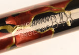 Burnham B48 Lever Filler in silver veined pearl red & black marble - Medium nib