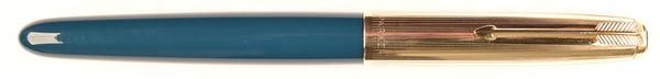 Parker 51 Custom in teal blue, gold cap - Extra Fine nib