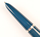 Parker 51 Custom in teal blue, gold cap - Extra Fine nib