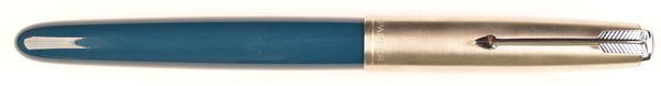 Parker 51 Classic in teal blue, Steel cap - Broad nib