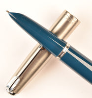 Parker 51 Classic in teal blue, Steel cap - Broad nib