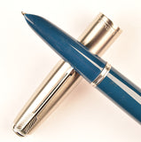Parker 51 Classic in teal blue, Steel cap - Medium nib