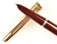 Parker 51 Custom in dark burgundy, gold cap - Extra Broad nib