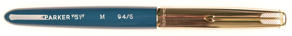 Parker 51 Custom in teal blue, gold cap - Medium nib