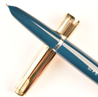 Parker 51 Custom in teal blue, gold cap - Medium nib