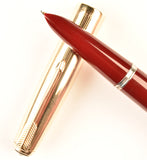 Parker 51 Custom in light burgundy, gold cap - Fine nib