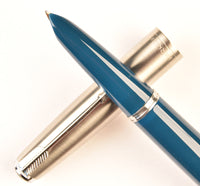 Parker 51 Classic in teal blue, Steel cap - Medium nib