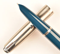 Parker 51 Classic in teal blue, Steel cap - Fine/Medium nib