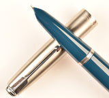 Parker 51 Classic in teal blue, Steel cap - Fine/Medium nib
