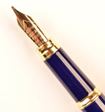 Waterman Gentleman in blue laque, Sterling silver cap with gold trim - Fine Oblique nib