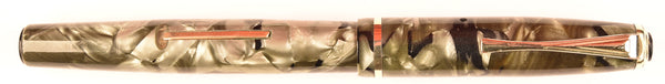 Wyvern 404 in black veined silver pearl marble, c1950 - Medium nib