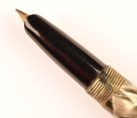 Wyvern 404 in black veined silver pearl marble, c1950 - Medium nib