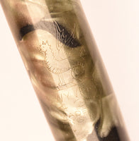 Wyvern 404 in black veined silver pearl marble, c1950 - Medium nib