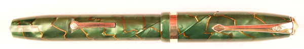 Conway Stewart 84 Lever Filler in gold veined green pearl marble - Medium nib