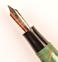 Conway Stewart 84 Lever Filler in gold veined green pearl marble - Medium nib