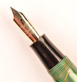 Conway Stewart 84 Lever Filler in gold veined green pearl marble - Medium nib
