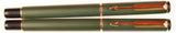 Parker Rialto fountain pen & ballpoint in matte green, Gold trim - Medium nib - Boxed