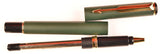 Parker Rialto fountain pen & ballpoint in matte green, Gold trim - Medium nib - Boxed