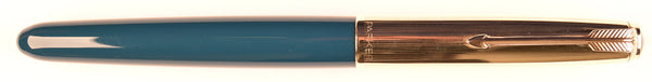 Parker 51 Custom in teal blue, gold cap - Broad nib