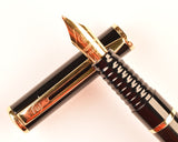 Waterman Laureat Mk2 fountain pen & rollerball in black with gold trim  - Medium nib - Boxed