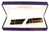 Waterman Laureat Mk2 fountain pen & rollerball in black with gold trim  - Medium nib - Boxed