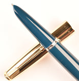 Parker 51 Custom in teal blue gold cap - Medium nib