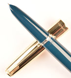 Parker 51 Custom in teal blue, gold cap - Extra fine nib