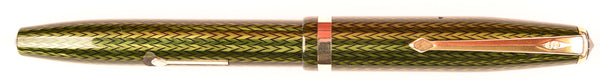 Conway Stewart 85L Lever Filler in green and black herringbone - Broad stub nib