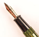 Conway Stewart 85L Lever Filler in green and black herringbone - Broad stub nib