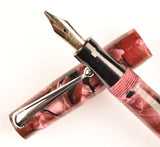 Mabie Todd Blackbird 5244 in black veined lilac pearl marble - Broad nib - Boxed